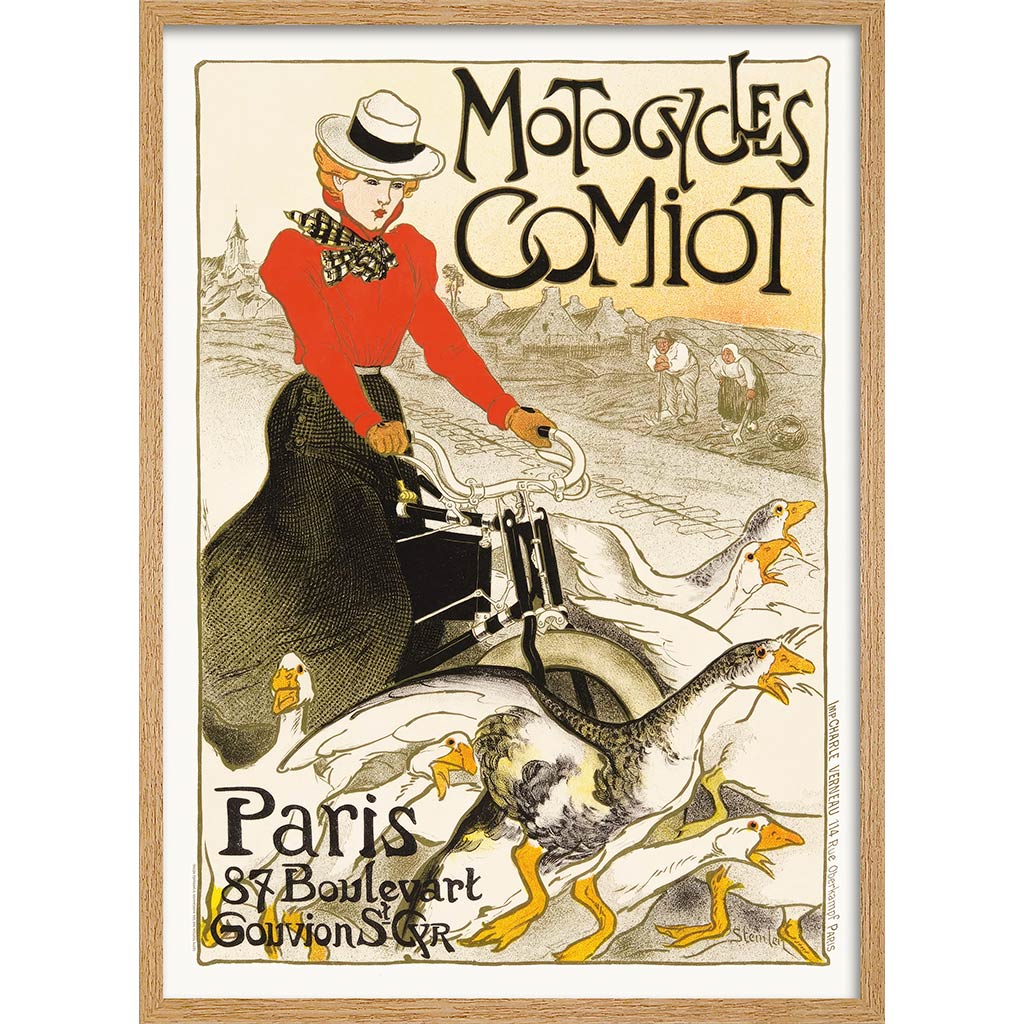 Steinlen Comiot Geese | France A4 210 X 297Mm 8.3 11.7 Inches / Framed Print: Natural Oak Timber