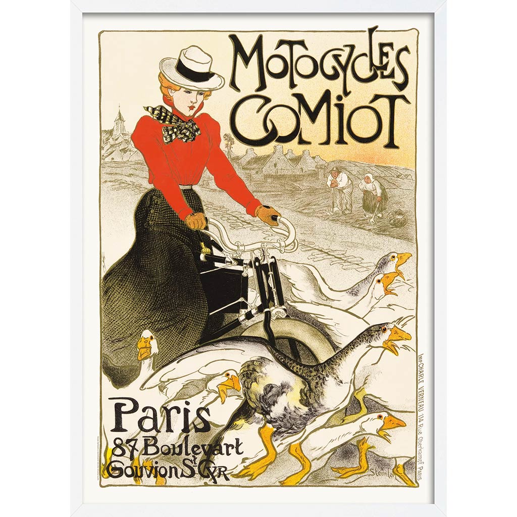 Steinlen Comiot Geese | France A4 210 X 297Mm 8.3 11.7 Inches / Framed Print: White Timber Print Art
