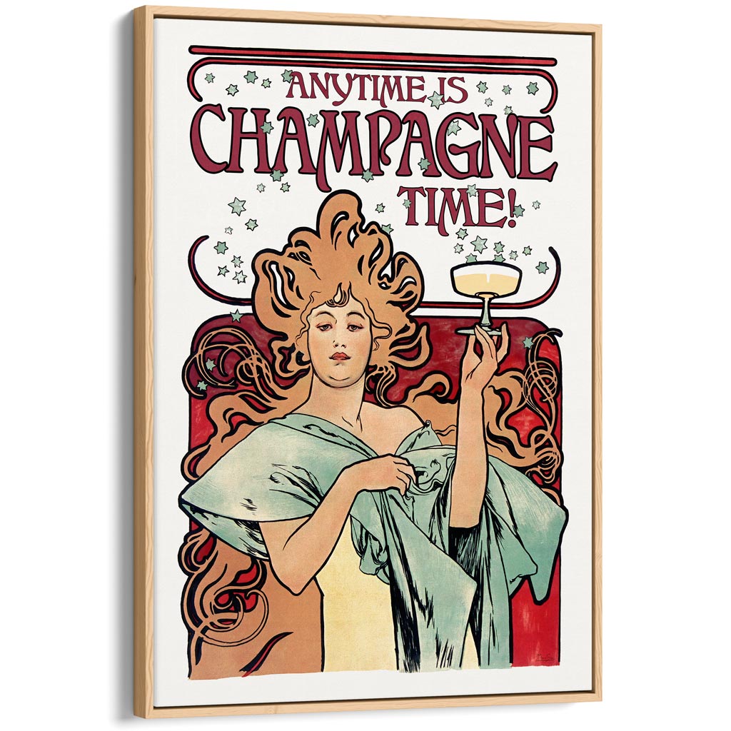 Anytime Is Champagne Time | Worldwide A4 210 X 297Mm 8.3 11.7 Inches / Canvas Floating Frame: