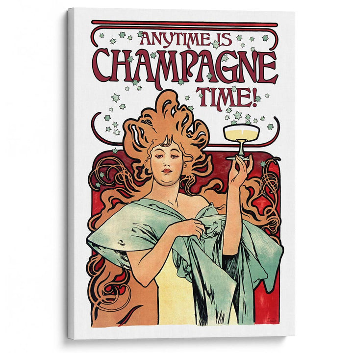 Anytime Is Champagne Time | Worldwide A4 210 X 297Mm 8.3 11.7 Inches / Stretched Canvas Print Art