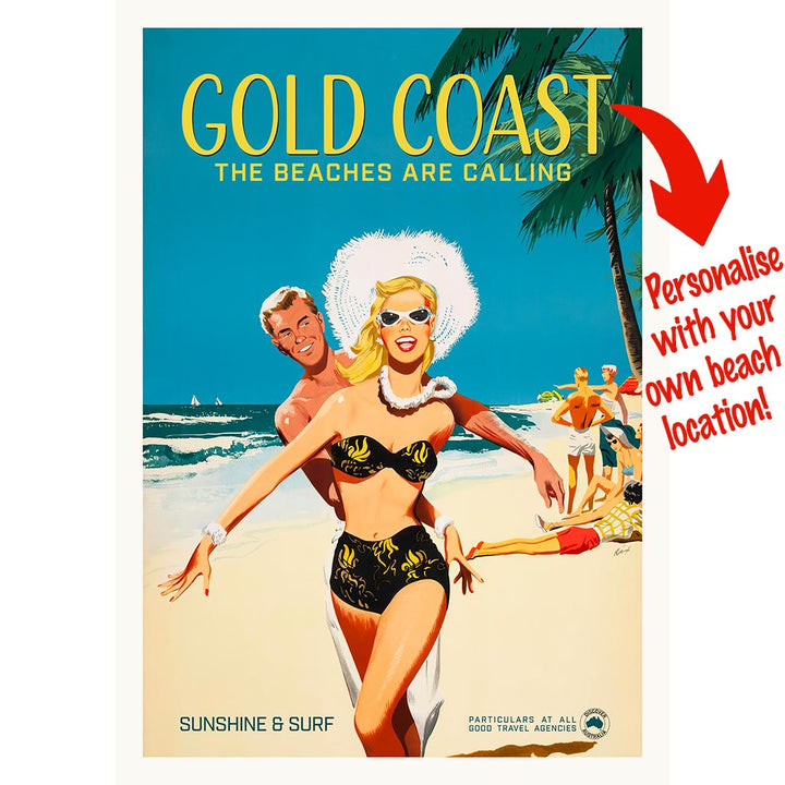 Your Own Beach Location | Personalise It Or Keep Gold Coast! A3 297 X 420Mm 11.7 16.5 Inches /