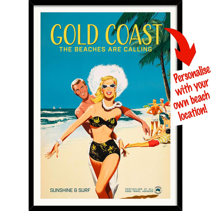 Your Own Beach Location | Personalise It Or Keep Gold Coast! A3 297 X 420Mm 11.7 16.5 Inches /