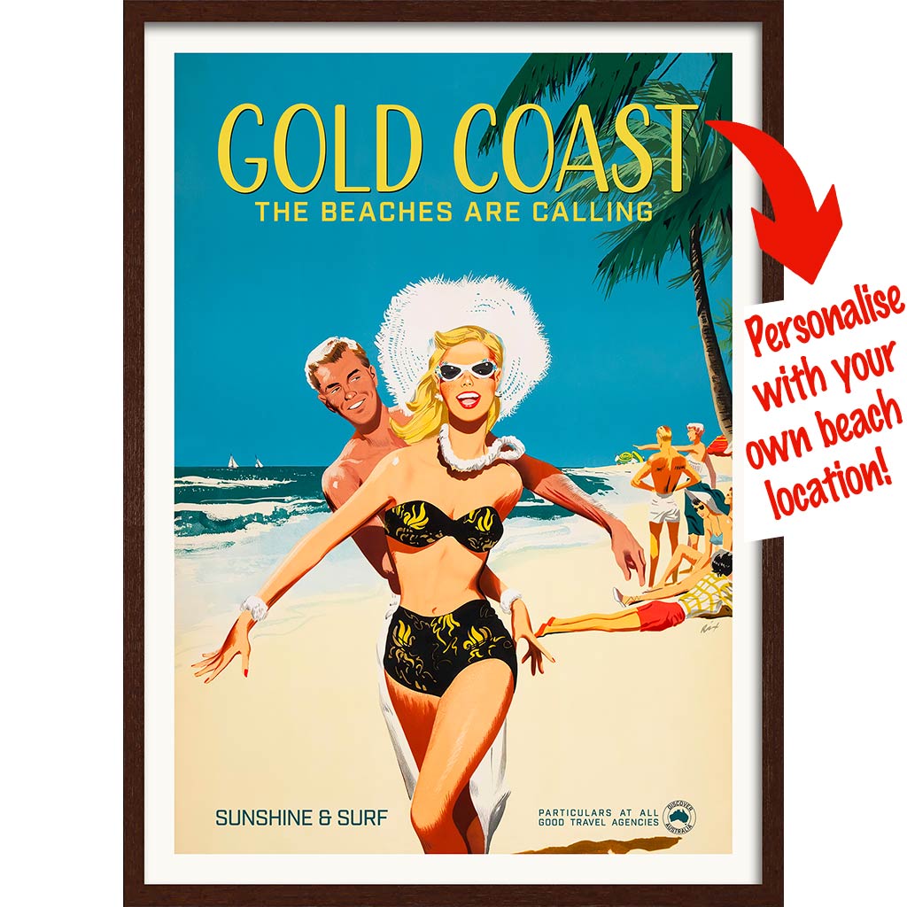 Your Own Beach Location | Personalise It Or Keep Gold Coast! A3 297 X 420Mm 11.7 16.5 Inches /