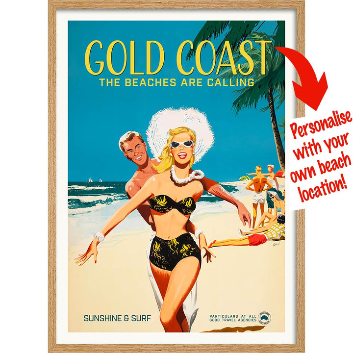 Your Own Beach Location | Personalise It Or Keep Gold Coast! A3 297 X 420Mm 11.7 16.5 Inches /