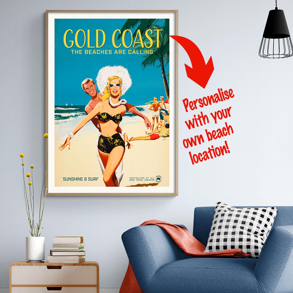 Your Own Beach Location | Personalise It Or Keep Gold Coast! Print Art