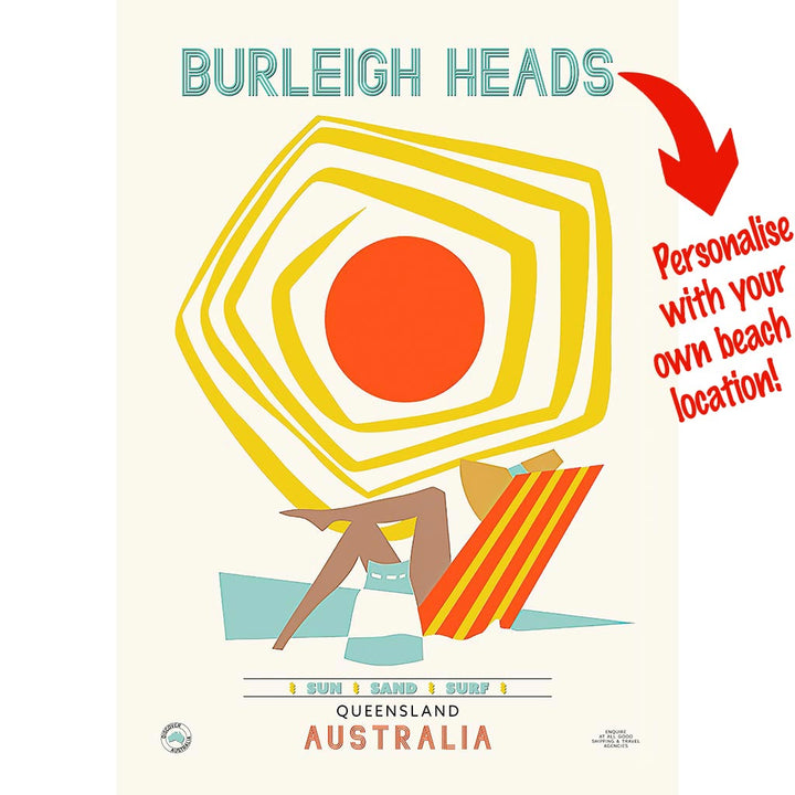 Your Own Beach Location | Personalise It Or Keep Burleigh Heads A3 297 X 420Mm 11.7 16.5 Inches /