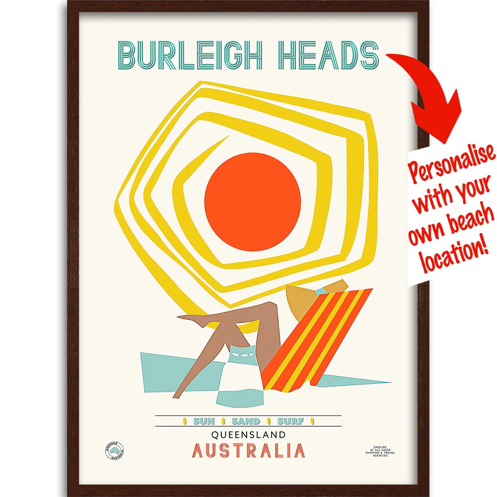 Your Own Beach Location | Personalise It Or Keep Burleigh Heads A3 297 X 420Mm 11.7 16.5 Inches /