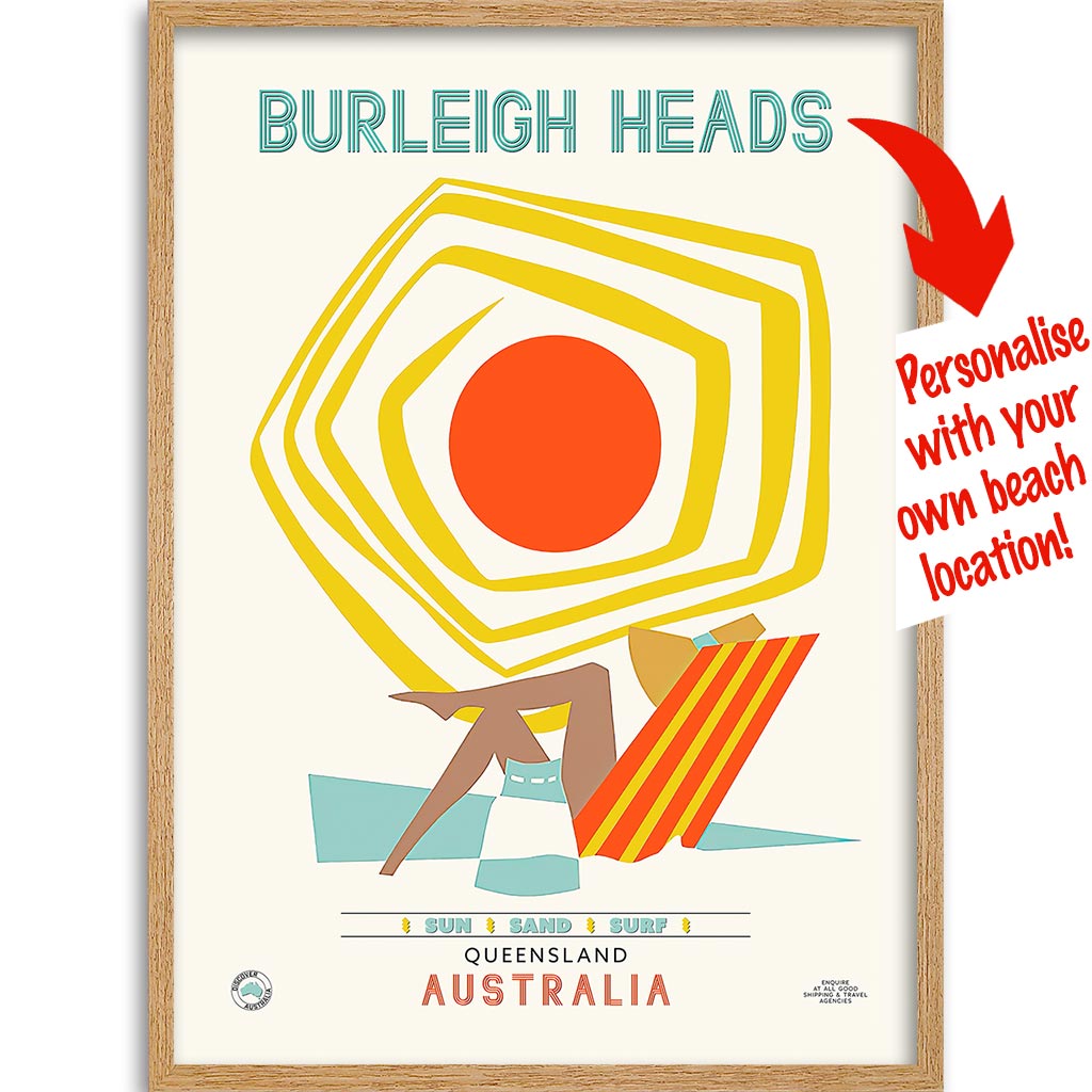 Your Own Beach Location | Personalise It Or Keep Burleigh Heads A3 297 X 420Mm 11.7 16.5 Inches /