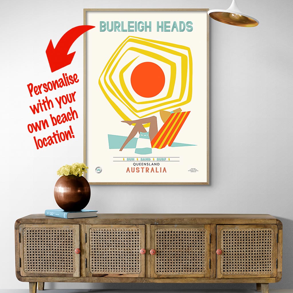 Your Own Beach Location | Personalise It Or Keep Burleigh Heads Print Art