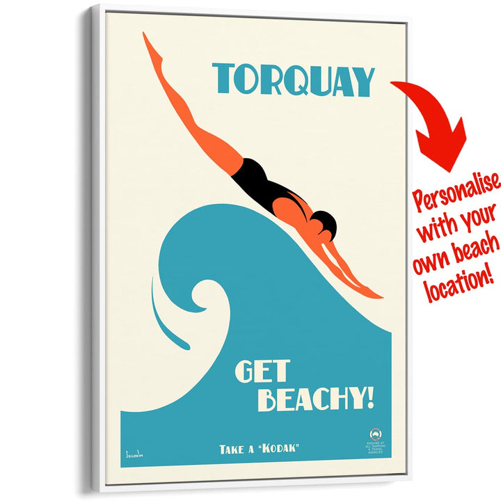 Your Own Beach Location | Personalise It Or Keep Torquay A3 297 X 420Mm 11.7 16.5 Inches / Canvas