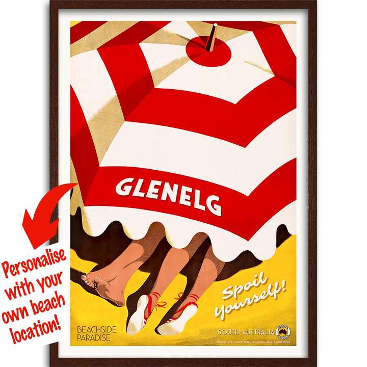 Your Own Beach Location | Personalise It Or Keep Glenelg A3 297 X 420Mm 11.7 16.5 Inches / Framed