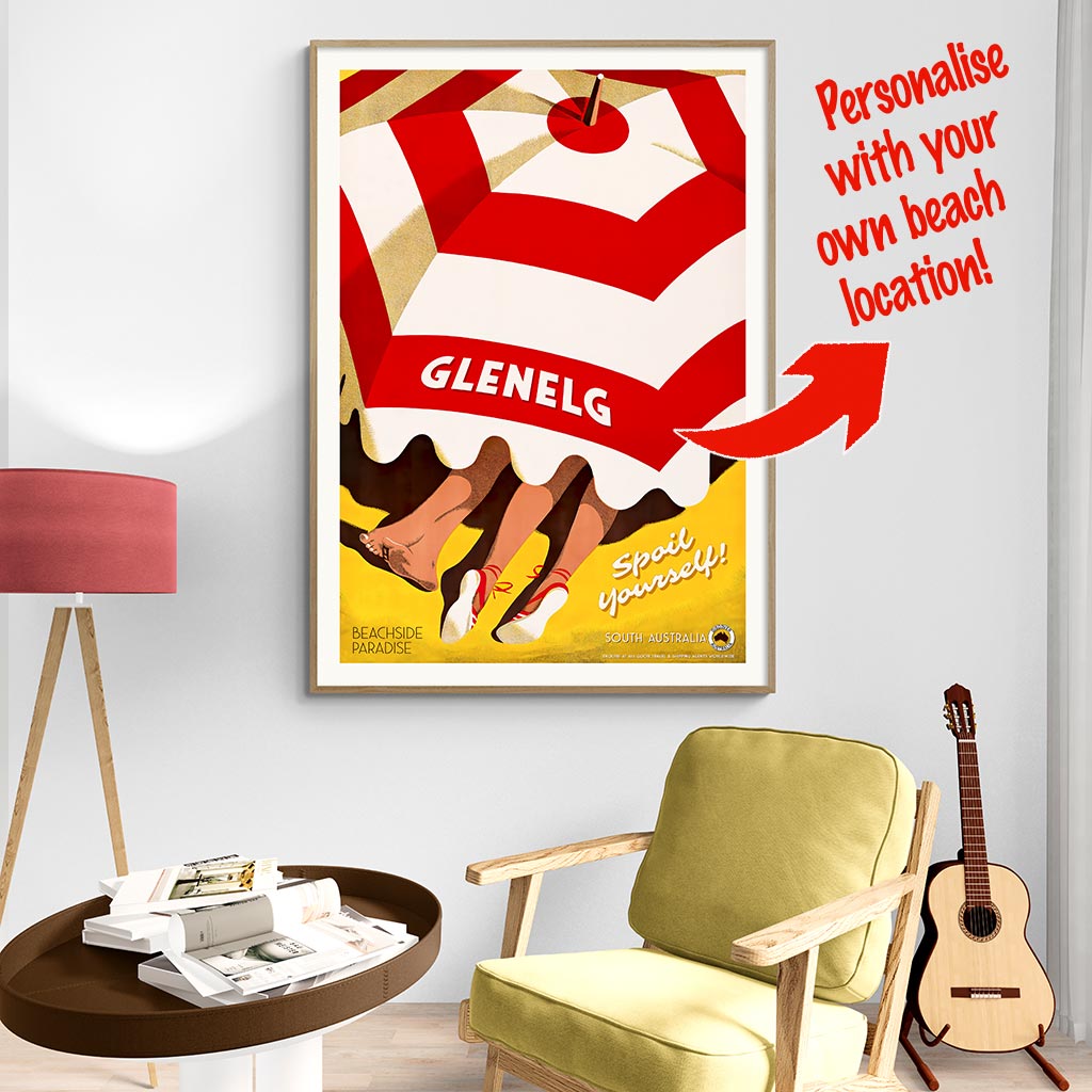 Your Own Beach Location | Personalise It Or Keep Glenelg Print Art