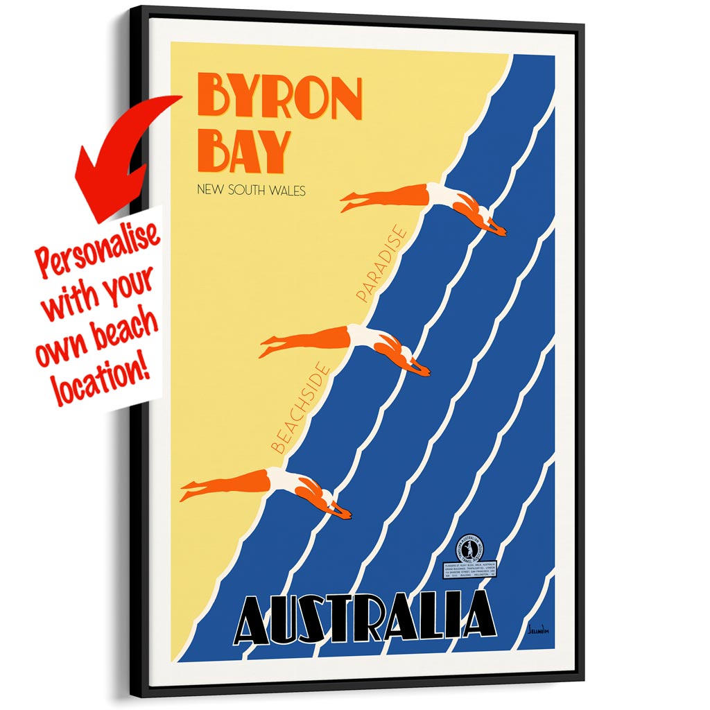 Your Own Beach Location | Personalise It Or Keep Byron Bay A3 297 X 420Mm 11.7 16.5 Inches / Canvas