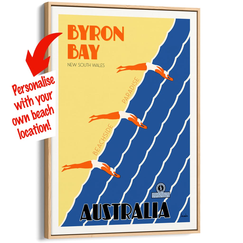 Your Own Beach Location | Personalise It Or Keep Byron Bay A3 297 X 420Mm 11.7 16.5 Inches / Canvas