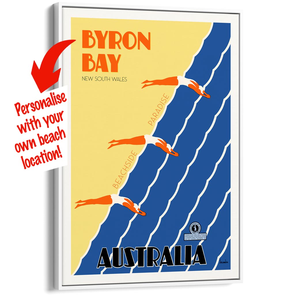 Your Own Beach Location | Personalise It Or Keep Byron Bay A3 297 X 420Mm 11.7 16.5 Inches / Canvas