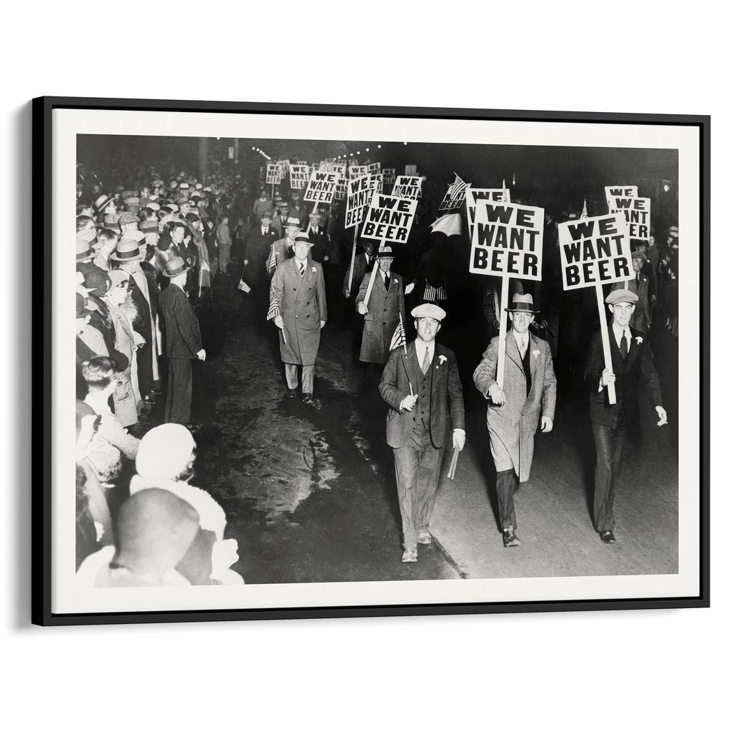 We Want Beer 1932 | Usa A4 210 X 297Mm 8.3 11.7 Inches / Canvas Floating Frame: Black Timber Print