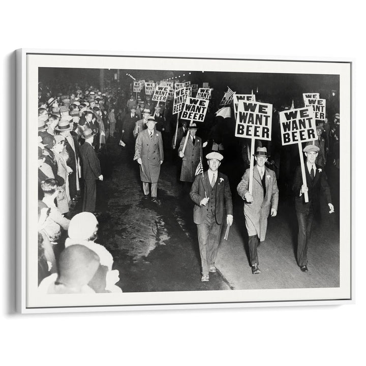 We Want Beer 1932 | Usa A4 210 X 297Mm 8.3 11.7 Inches / Canvas Floating Frame: White Timber Print