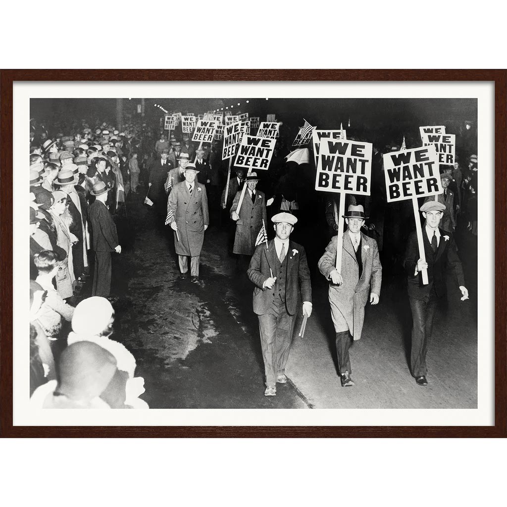 We Want Beer 1932 | Usa A4 210 X 297Mm 8.3 11.7 Inches / Framed Print: Chocolate Oak Timber Print