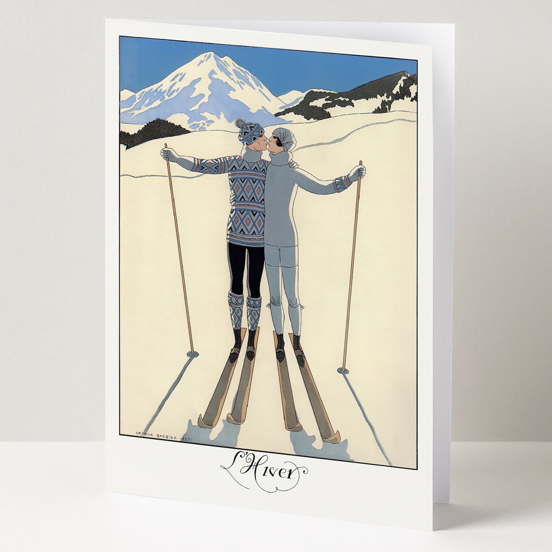 Winter Lovers 1925 | Retro French Skiing Greeting Card