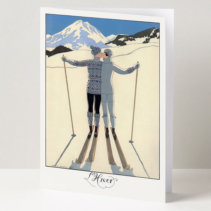 Winter Lovers 1925 | Retro French Skiing Greeting Card