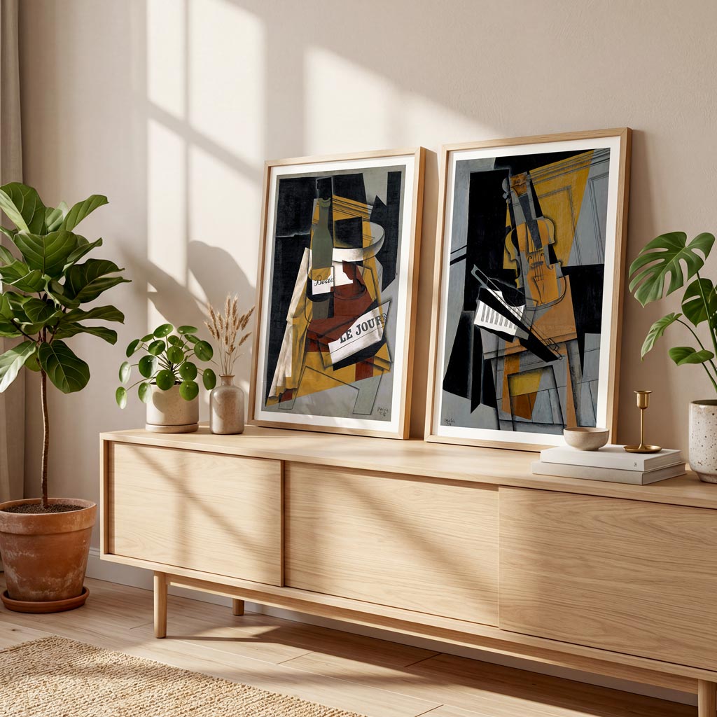 Juan Gris Framed Cubist Wall Art Prints, Set of 2