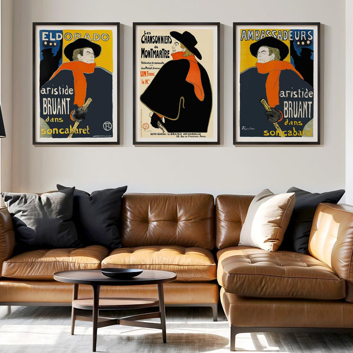 TOULOUSE-LAUTREC FRAMED SET OF 3