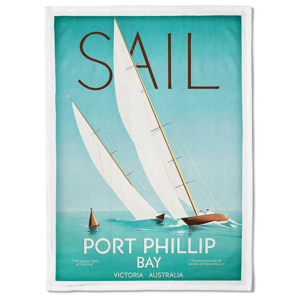 Linen Tea Towel | Sail Port Phillip Bay Linen Tea Towel