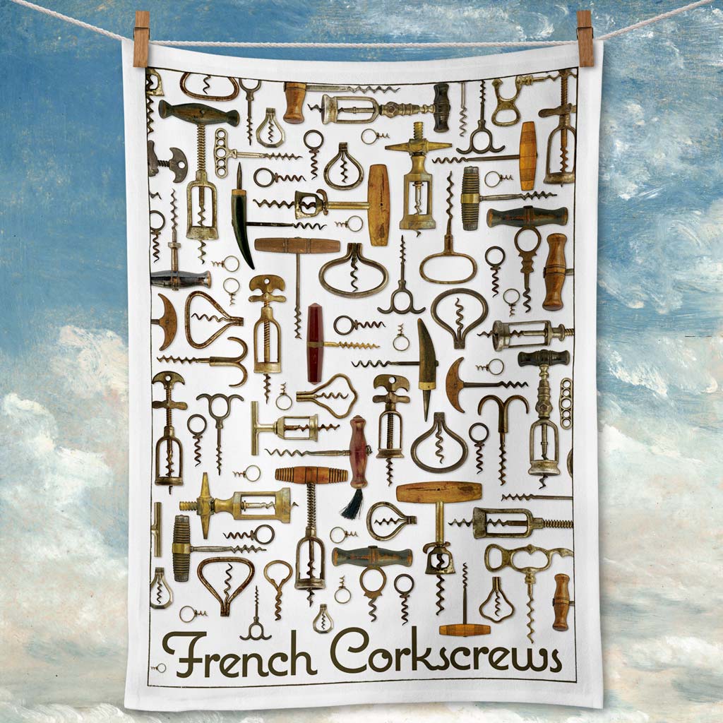 Linen Tea Towel | French Corkscrews Linen Tea Towel