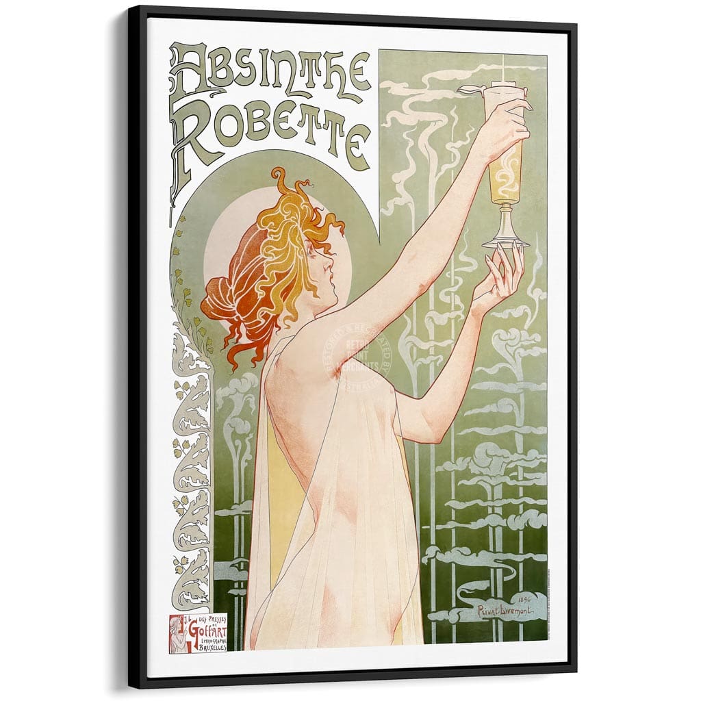 Absinthe Robette | France A3 297 X 420Mm 11.7 16.5 Inches / Canvas Floating Frame: Black Timber