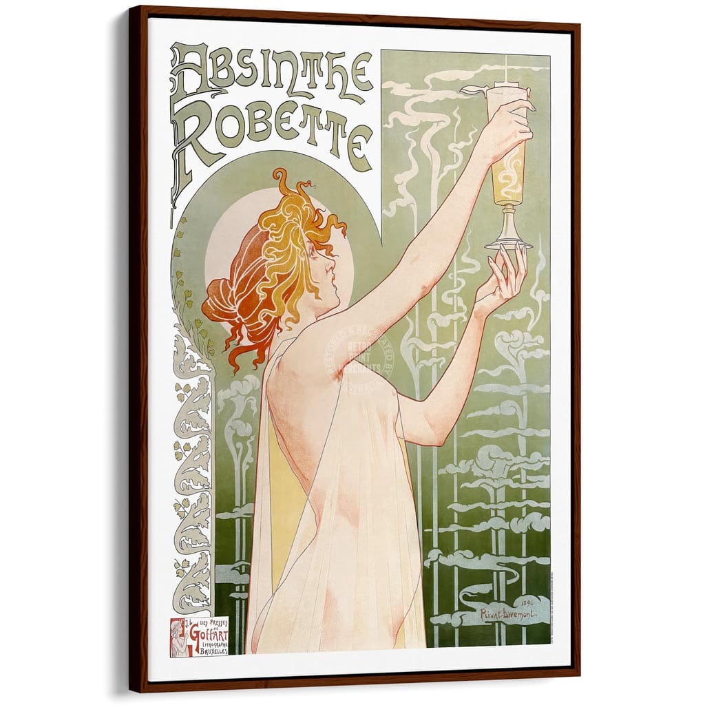 Absinthe Robette | France A3 297 X 420Mm 11.7 16.5 Inches / Canvas Floating Frame: Chocolate Oak