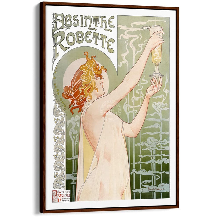 Absinthe Robette | France A3 297 X 420Mm 11.7 16.5 Inches / Canvas Floating Frame: Chocolate Oak