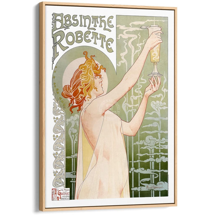 Absinthe Robette | France A3 297 X 420Mm 11.7 16.5 Inches / Canvas Floating Frame: Natural Oak