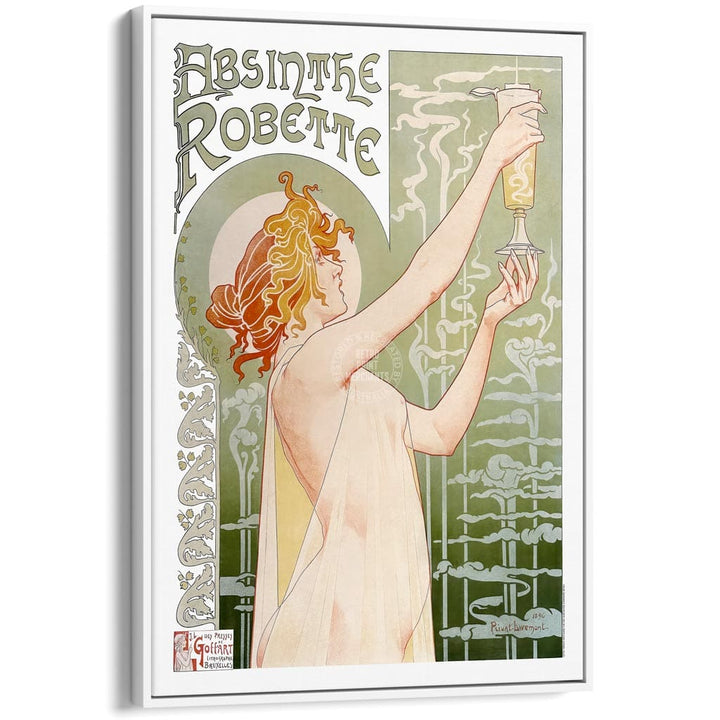 Absinthe Robette | France A3 297 X 420Mm 11.7 16.5 Inches / Canvas Floating Frame: White Timber