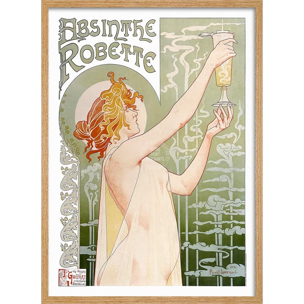 Absinthe Robette | France A3 297 X 420Mm 11.7 16.5 Inches / Framed Print: Natural Oak Timber Print