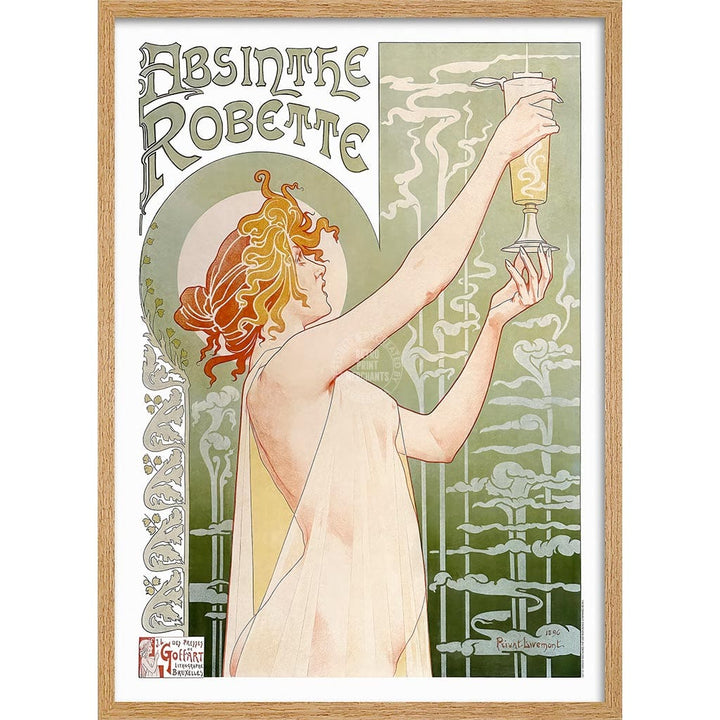 Absinthe Robette | France A3 297 X 420Mm 11.7 16.5 Inches / Framed Print: Natural Oak Timber Print