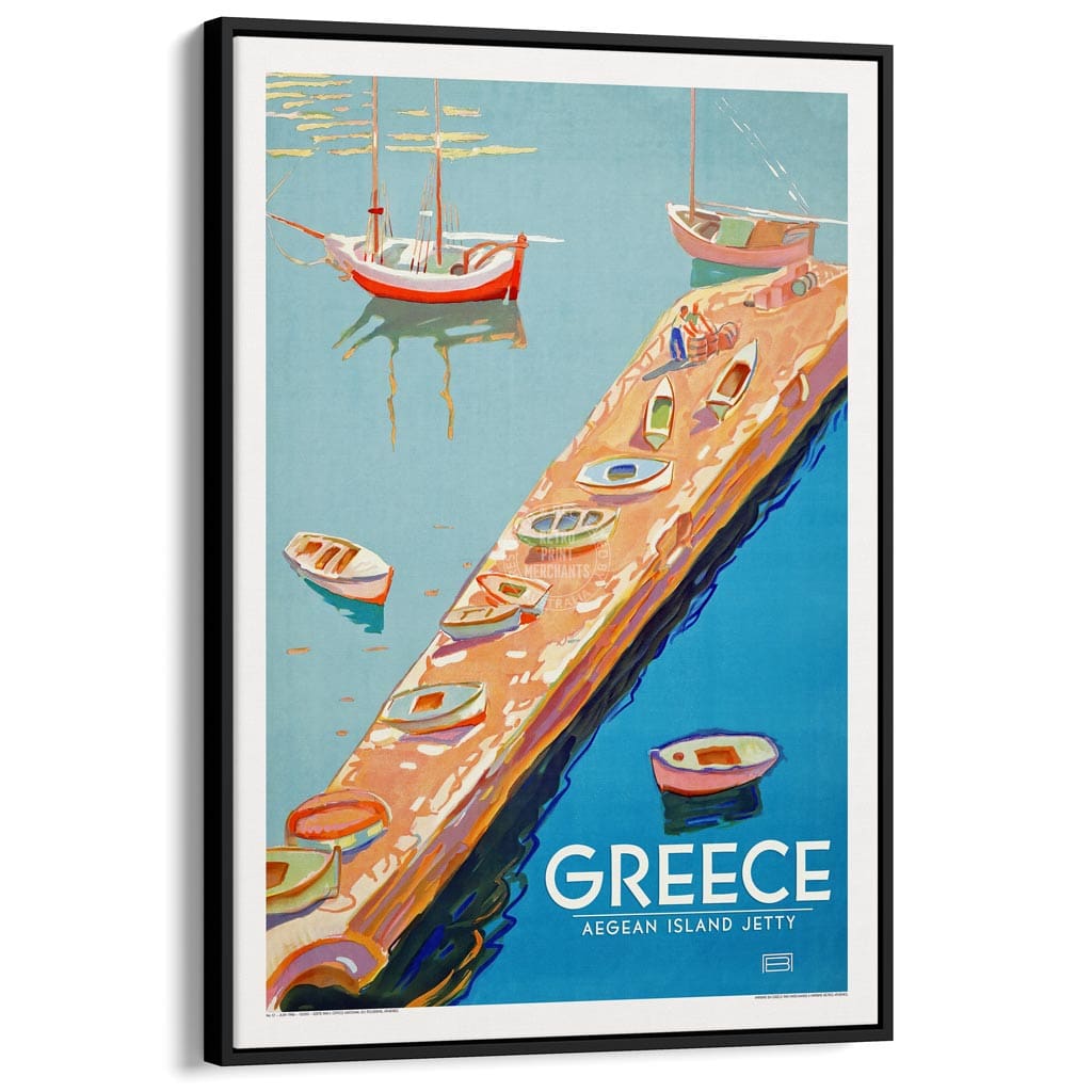 Aegean Islands | Greece A3 297 X 420Mm 11.7 16.5 Inches / Canvas Floating Frame - Black Timber Print