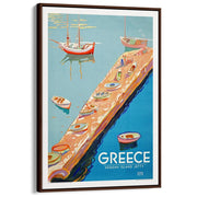 Aegean Islands | Greece A4 210 X 297Mm 8.3 11.7 Inches / Canvas Floating Frame: Chocolate Oak Timber