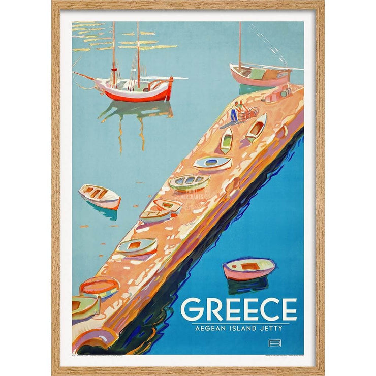 Aegean Islands | Greece A3 297 X 420Mm 11.7 16.5 Inches / Framed Print - Natural Oak Timber Art