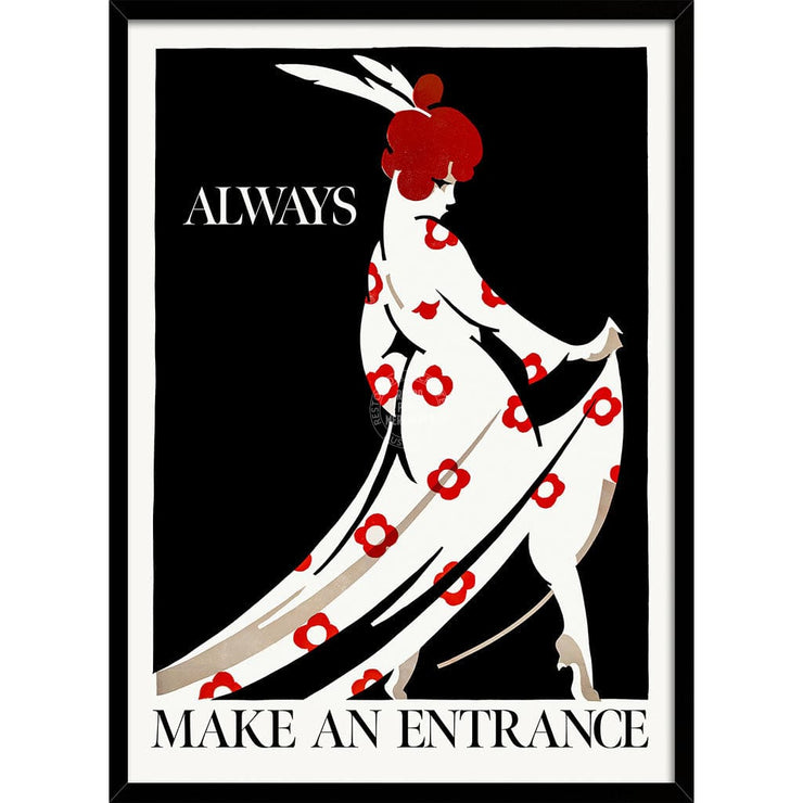 Always Make An Entrance | Worldwide A4 210 X 297Mm 8.3 11.7 Inches / Framed Print: Black Timber