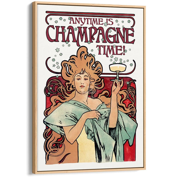 Anytime Is Champagne Time | Worldwide A4 210 X 297Mm 8.3 11.7 Inches / Canvas Floating Frame: