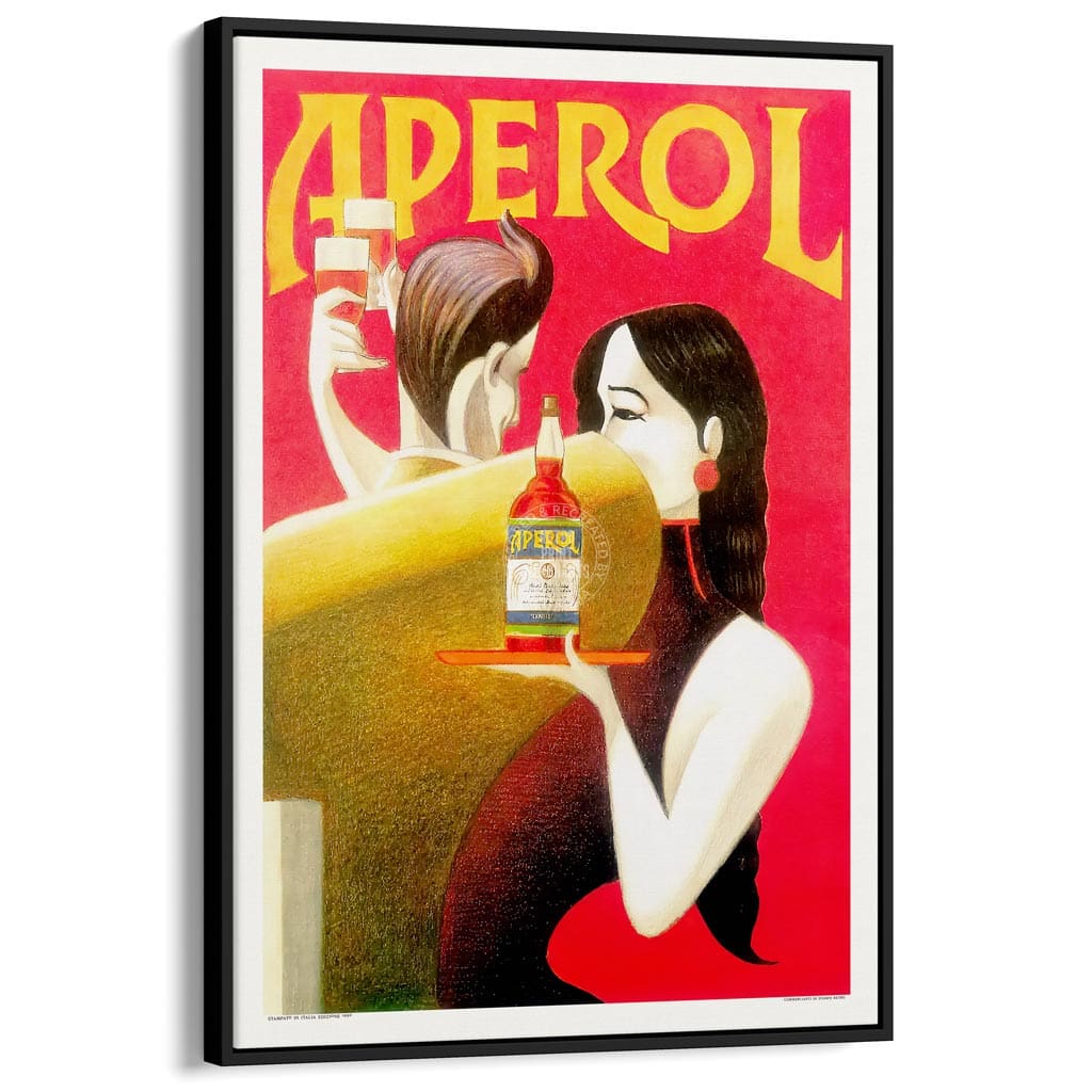 Aperol 1990 | Italy A4 210 X 297Mm 8.3 11.7 Inches / Canvas Floating Frame: Black Timber Print Art