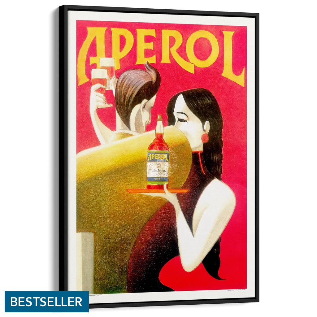 Aperol 1990 | Italy A4 210 X 297Mm 8.3 11.7 Inches / Canvas Floating Frame: Black Timber Print Art