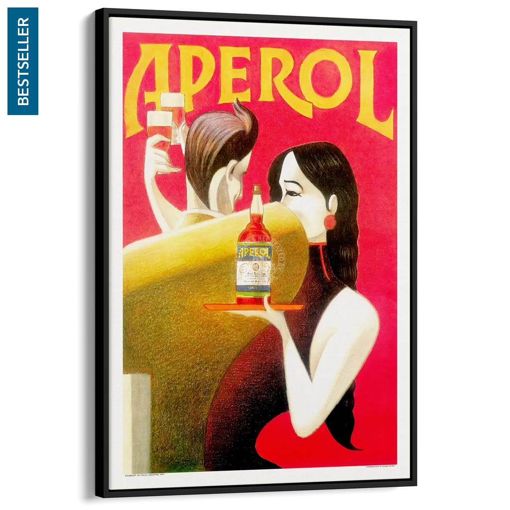 Aperol 1990 | Italy A4 210 X 297Mm 8.3 11.7 Inches / Canvas Floating Frame: Black Timber Print Art