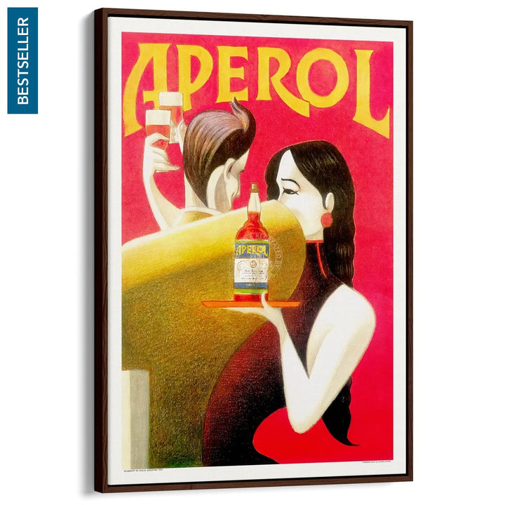 Aperol 1990 | Italy A4 210 X 297Mm 8.3 11.7 Inches / Canvas Floating Frame: Chocolate Oak Timber