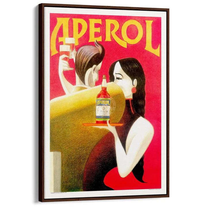 Aperol 1990 | Italy A4 210 X 297Mm 8.3 11.7 Inches / Canvas Floating Frame: Chocolate Oak Timber