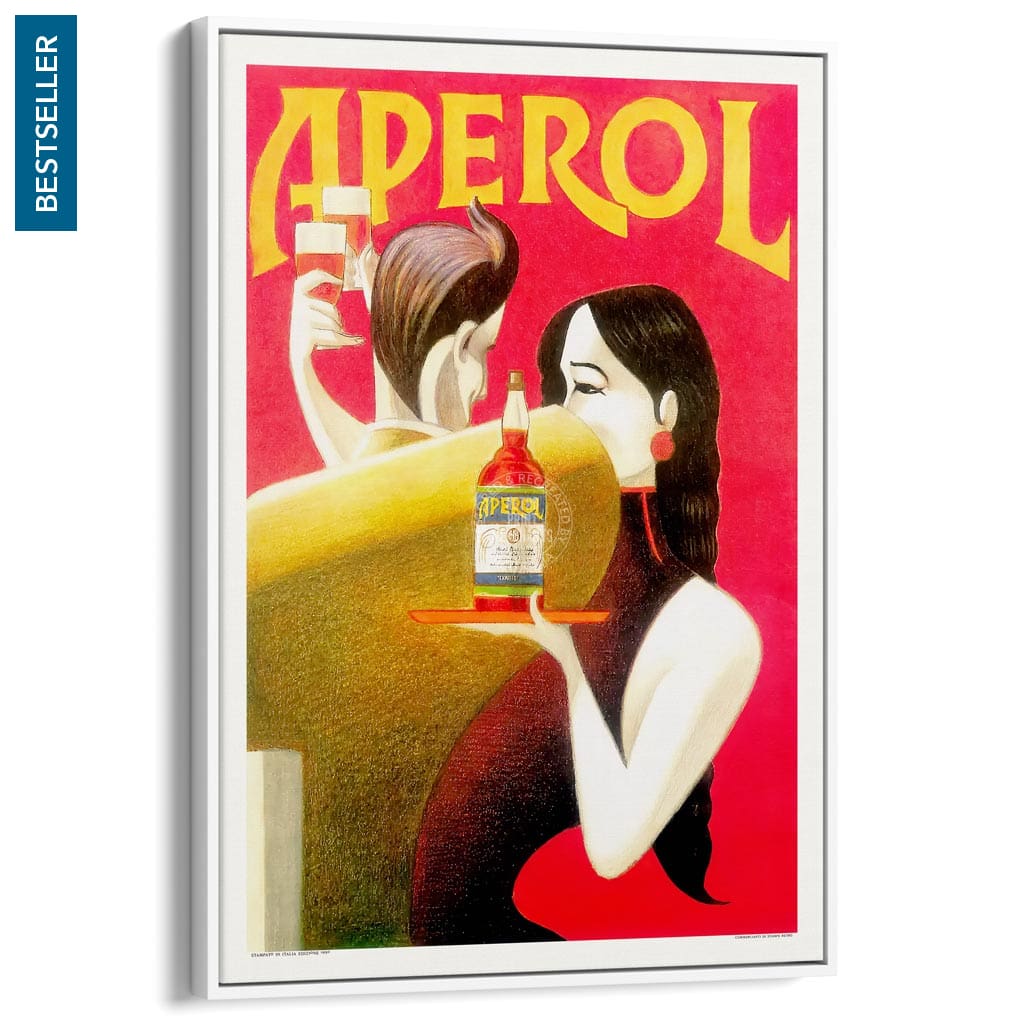 Aperol 1990 | Italy A4 210 X 297Mm 8.3 11.7 Inches / Canvas Floating Frame: White Timber Print Art