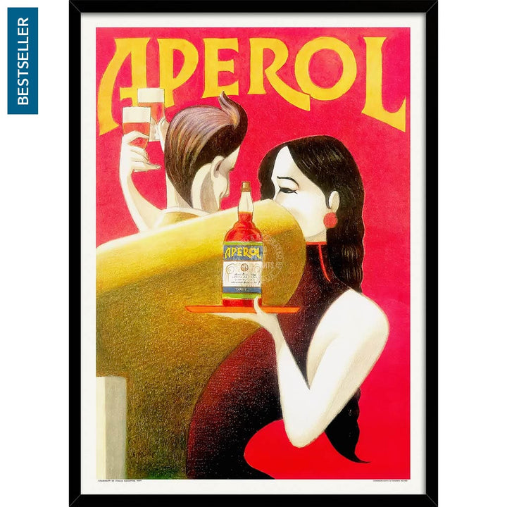 Aperol 1990 | Italy A4 210 X 297Mm 8.3 11.7 Inches / Framed Print: Black Timber Print Art