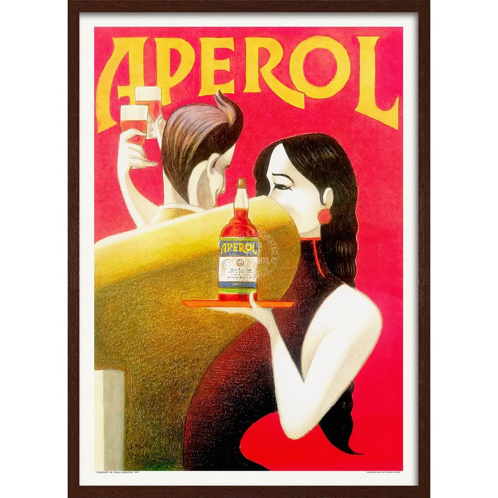 Aperol 1990 | Italy A4 210 X 297Mm 8.3 11.7 Inches / Framed Print: Chocolate Oak Timber Print Art