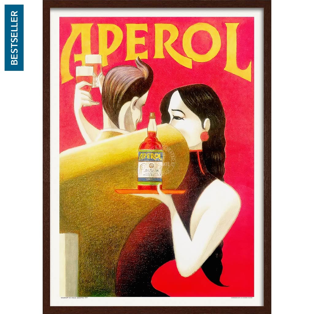 Aperol 1990 | Italy A4 210 X 297Mm 8.3 11.7 Inches / Framed Print: Chocolate Oak Timber Print Art