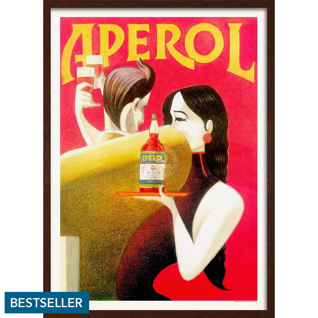 Aperol 1990 | Italy A4 210 X 297Mm 8.3 11.7 Inches / Framed Print: Chocolate Oak Timber Print Art